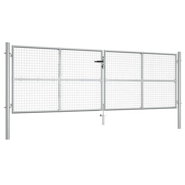 vidaXL Porte de jardin Acier galvanisé 415x175 cm Argenté