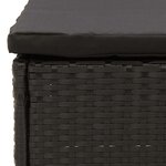 vidaXL Tabouret de jardin avec coussin noir résine tressée