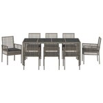 Set de jardin de 9 pièces vidaXL avec coussins en rattan poly gris