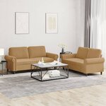 vidaXL Ensemble de canapés 2 Pièces avec coussins Marron Velours