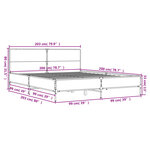 vidaXL Cadre de lit chêne fumé 200x200 cm bois d'ingénierie et métal