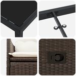vidaXL Ensemble de Salle à Manger de Jardin 3 pièces avec Coussin Marron Poly Rattan