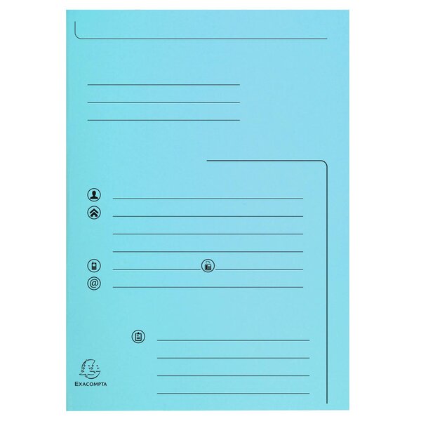 Paquet De 25 Chemises 2 Rabats Super 210 Contact - 24x32cm - Bleu Clair - X 5 - Exacompta