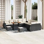 Ensemble de canapé de jardin 13 pièces avec coussins en poly rattan noir