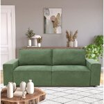 Canapé convertible 3 places - Tissu Loft Olive - Coffre de rangement - 239 x 117 x 65 cm