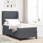Lit box spring vidaXL avec matelas gris foncé 80x200 cm en velours