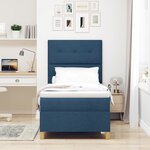 vidaXL Lit à Ressorts bleu avec matelas 100x200 cm en tissu