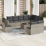 vidaXL Salon de jardin 11 Pièces avec coussins gris clair résine tressée