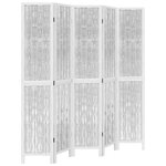 vidaXL Cloison de séparation 5 panneaux blanc bois de paulownia massif
