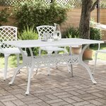 vidaXL Table de jardin blanc 150x90x72 cm aluminium coulé