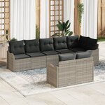 Ensemble de canapés de jardin vidaXL 8 pièces avec coussins gris clair en rotin synthétique