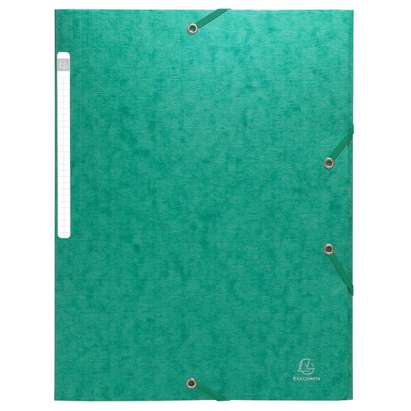 Chemises À Élastiques Carte Lustrée 3 Rabats Monobloc - Vert - X 50 - Exacompta