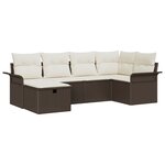 vidaXL Set de canapé de jardin 6 pièces avec coussins marron en poly rotin