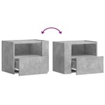 vidaXL Tables de chevet murales 2 Pièces gris béton 45x30x35 cm
