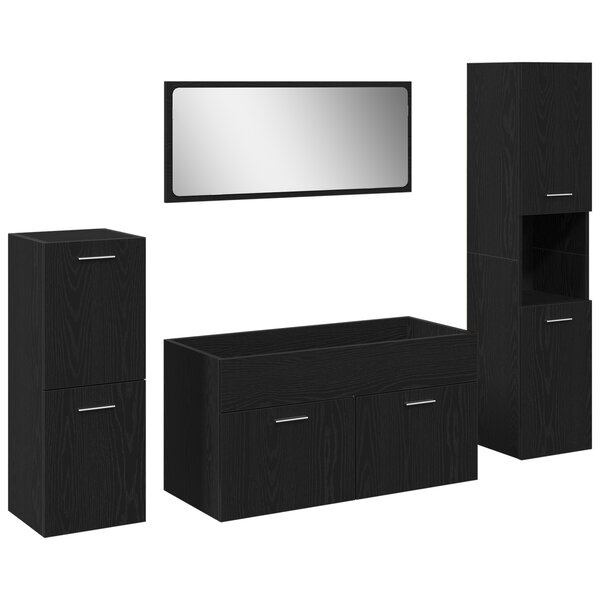 vidaXL Ensemble de meubles de salle de bain 4 pièces Chêne Noir Bois Technique