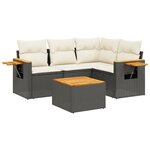 vidaXL Salon de jardin 5 Pièces avec coussins noir résine tressée