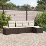 vidaXL Ensemble de Canapé de 5 Pièces avec Coussins Marron