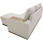 Canapé d'angle convertible réversible VALDO 3-4 places - Beige - Tablette avec USB - Coffre + Pouf - 247 x 143 x 86 cm