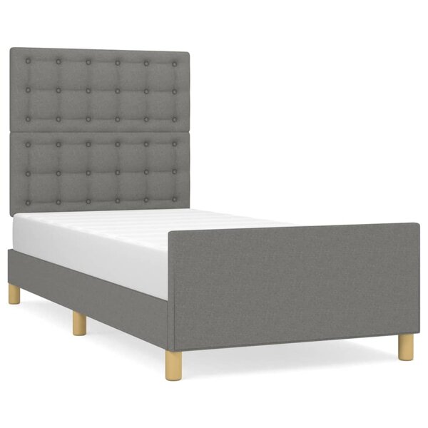 vidaXL Cadre de lit avec tête de lit Gris foncé 80x200 cm Tissu