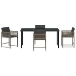 vidaXL Ensemble de salle à manger de jardin 5 pièces avec coussins en poly rattan gris