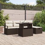 vidaXL Ensemble de 6 pièces de canapé de jardin avec coussins en rotin poly marron
