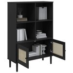 vidaXL Bibliothèque SENJA aspect de rotin noir bois massif de pin
