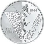 Pièce de monnaie 10 euro Slovaquie 2024 argent BE – Rapport Vrba-Wetzler sur les camps d'extermination nazis d'Auschwitz et de Birkenau