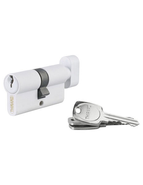 THIRARD - Cylindre STD à bouton 30B x 30 mm anti-arrachement  blanc  3 clés