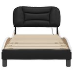 vidaXL Cadre de lit avec lumières LED noir blanc 90x200 cm similicuir