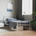 vidaXL Cadre de lit métal avec tête de lit/pied de lit blanc 100x200cm