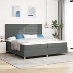 vidaXL Lit à ressorts avec matelas gris foncé 200x200 cm tissu