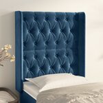 vidaXL Tête de lit avec oreilles Bleu foncé 83x16x118/128 cm Velours