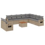 vidaXL Salon de jardin 11 Pièces avec coussins beige résine tressée