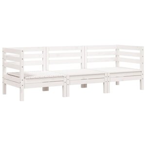 vidaXL Canapé de jardin 3 places blanc bois de pin massif