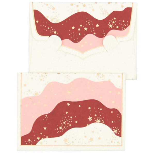 PAPERTREE STARDUST Lot de 5 Mini EnveloppesMessage + carte 8 5x6cm Ivoire/Bordeaux