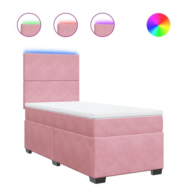 vidaXL Sommier à lattes de lit avec matelas Rose 100x200 cm Velours