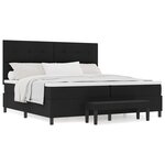 vidaXL Lit à ressort avec matelas et banc noir 200x200 cm en tissu