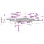 vidaXL Cadre de Lit Chêne Noir 200x200 cm Bois Technique