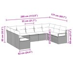 Set de canapé de jardin vidaXL 9 pièces avec coussins beige rotin poly