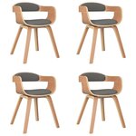 vidaXL Chaises de salle à manger 4 Pièces gris clair bois courbé et tissu
