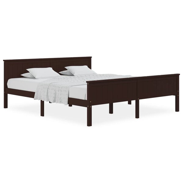 vidaXL Cadre de lit Marron foncé Bois de pin massif 200x200 cm