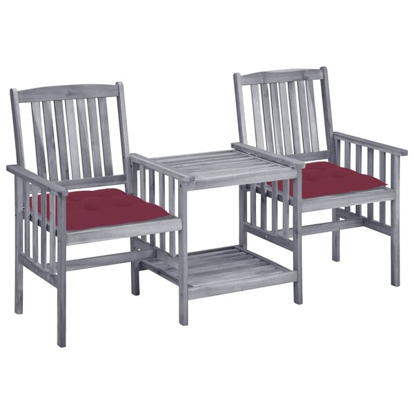 Chaises de jardin avec table à thé et coussins acacia solide 02_0013345