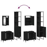 vidaXL Ensemble de meubles salle de bain 3 Pièces noir bois d'ingénierie