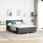 Lit à ressorts vidaXL avec matelas gris foncé 140x190 cm tissu