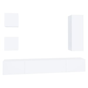 vidaXL Ensemble de meubles TV 5 Pièces Blanc Bois d'ingénierie