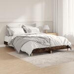 vidaXL Cadre de lit sans matelas chêne fumé 135x190 cm bois ingénierie