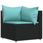vidaXL Salon de jardin 3 Pièces avec coussins Noir Résine tressée