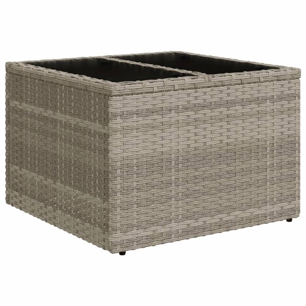 vidaXL Table de jardin avec dessus en verre gris clair résine tressée