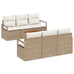 Ensemble de Canapé de Jardin vidaXL 7 pièces avec Coussins Beige en Rattan Acacia
