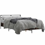 vidaXL Cadre de lit chêne fumé 140x190 cm bois d'ingénierie et métal